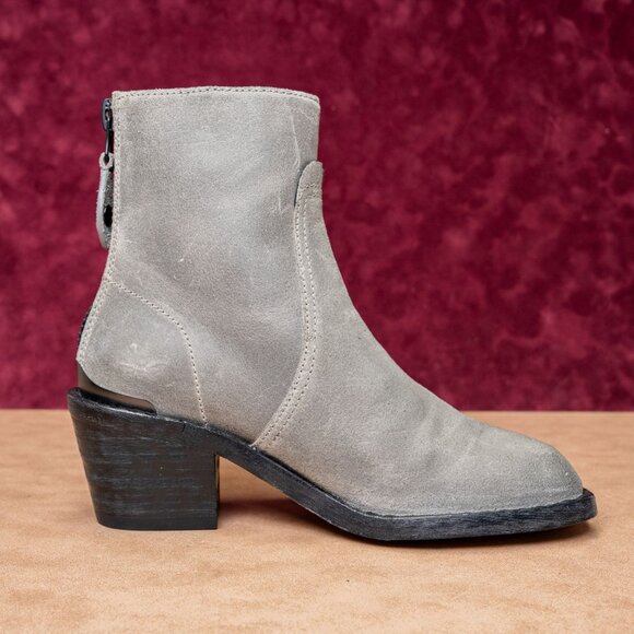 rag&bone Women Bristol Grey Leather Back Zip Moto Ankle Boots sz 7.5US EUR 38 - Picture 4 of 9